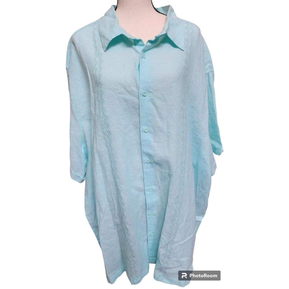 Cafe Luna NEW Button-Down Shirt Size 3X Linen Blend Tropical Summer Cruise
